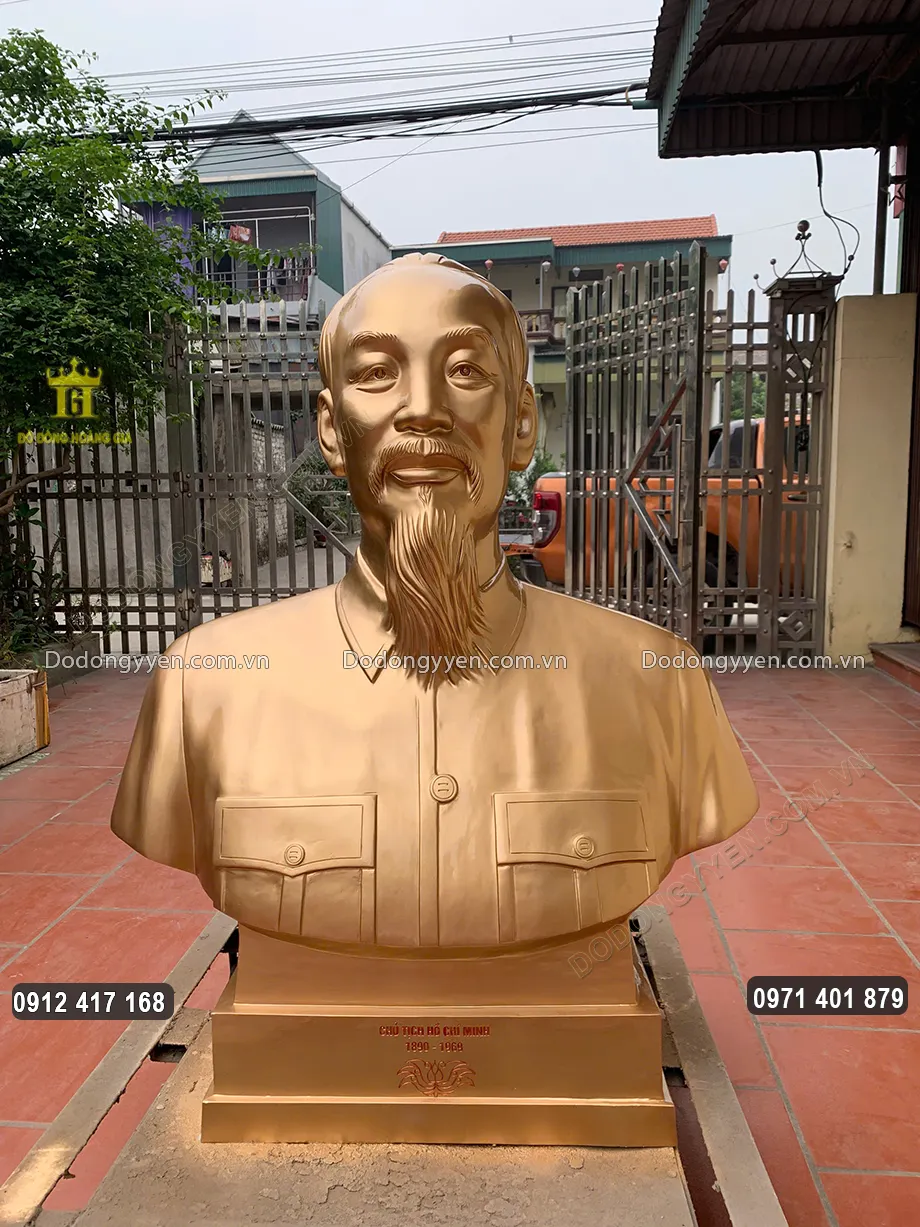 Tượng Bác Hồ Bán Thân Bằng Đồng Đỏ Cao 1M2