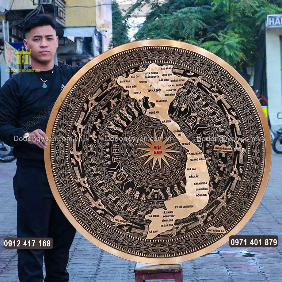 Mặt Trống Đồng Đúc Hình Bản Đồ Việt Nam Mẫu Mới 34 Tỉnh Thành