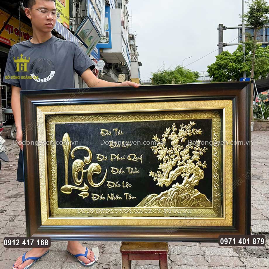 Tranh Chữ Lộc Thư Pháp Bằng Đồng Vàng