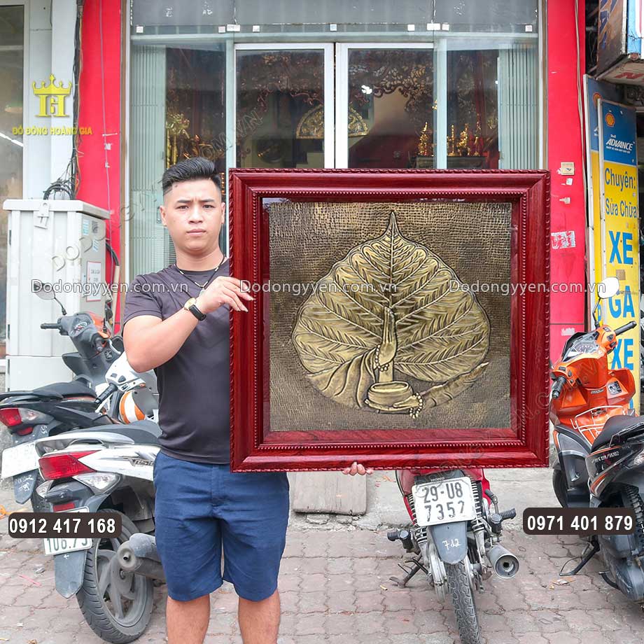 Tranh Đồng Lá Bồ Đề Tâm Phật Hun Giả Cổ