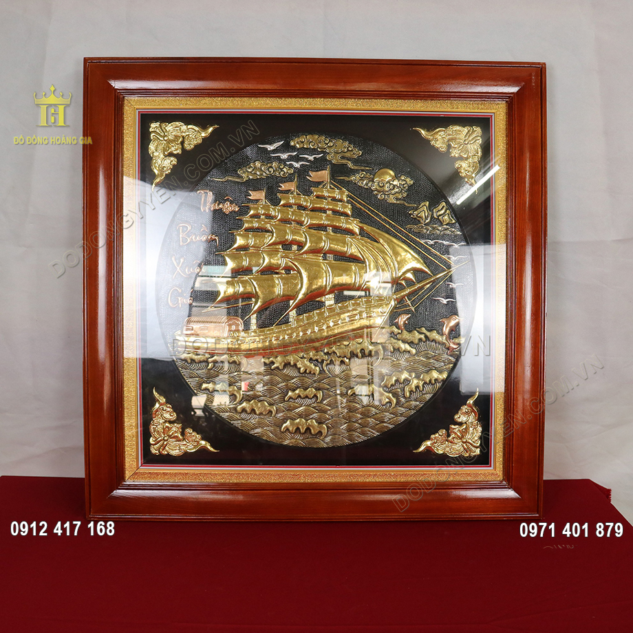 Tranh đồng thuận buồm xu&ocirc;i gi&oacute; khổ vu&ocirc;ng 60cm
