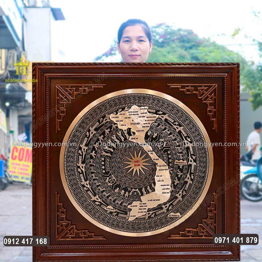 Tranh Mặt Trống Đồng Đúc Hình Bản Đồ Việt Nam Mẫu Mới 34 Tỉnh Thành