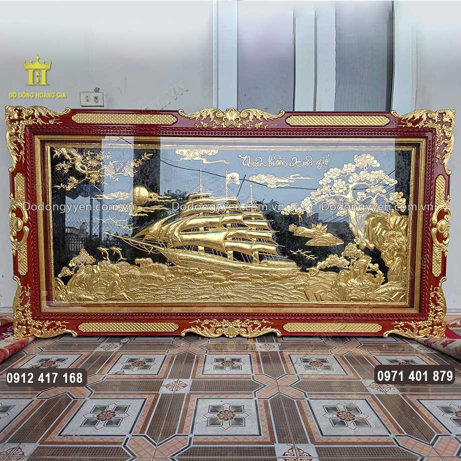 Tranh Thuận Buồm Xuôi Gió Dát Vàng 24K 2M3 Hàng VIP