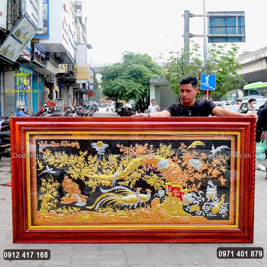 Tranh Vinh Hoa Phú Quý Mạ Tam Khí Khung Gỗ Hương