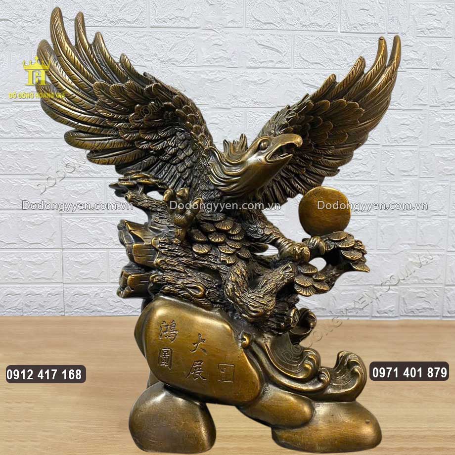 Tượng Đại Bàng Tung Cánh Bằng Đồng Hun Nâu