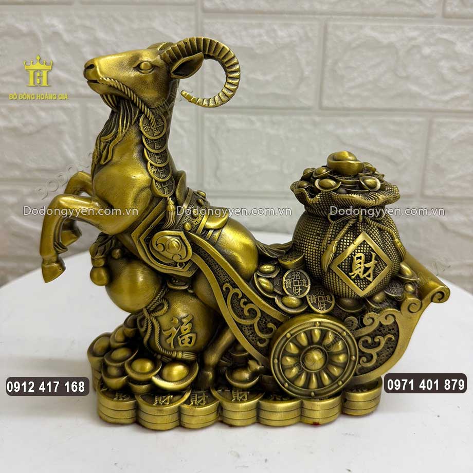 Tượng Dê Kéo Xe Tiền Vàng - Chiêu Tài Tụ Lộc