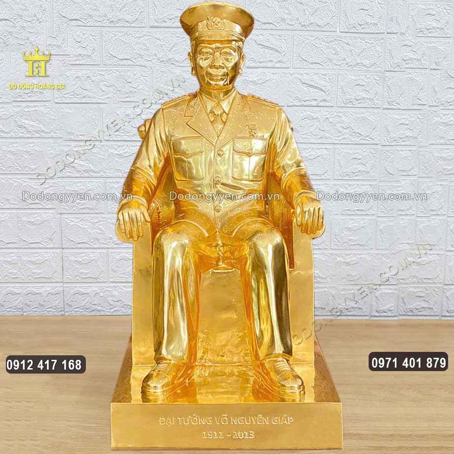 Tượng Đồng Bác Giáp Ngồi Ghế Dát Vàng 9999 Cao 90Cm