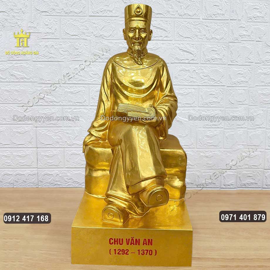 Tượng Đồng Chu Văn An Ngồi Đọc Sách Dát Vàng 9999 Cao 90Cm