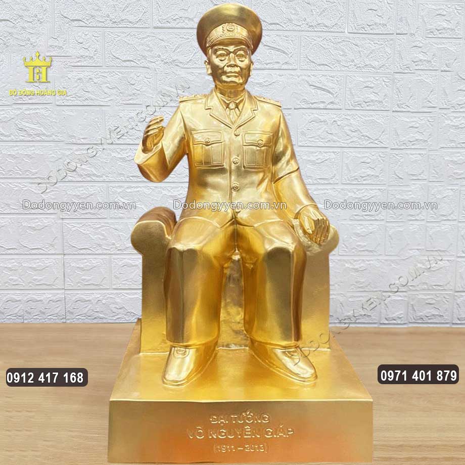Tượng Đồng Đại Tướng Võ Nguyên Giáp Ngồi Ghế Dát Vàng 9999