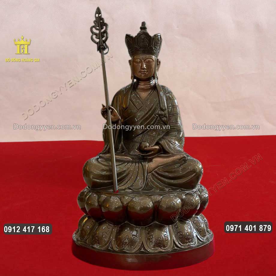 Tượng Đồng Địa Tạng Vương Bồ Tát Màu Hun Trầm Cổ