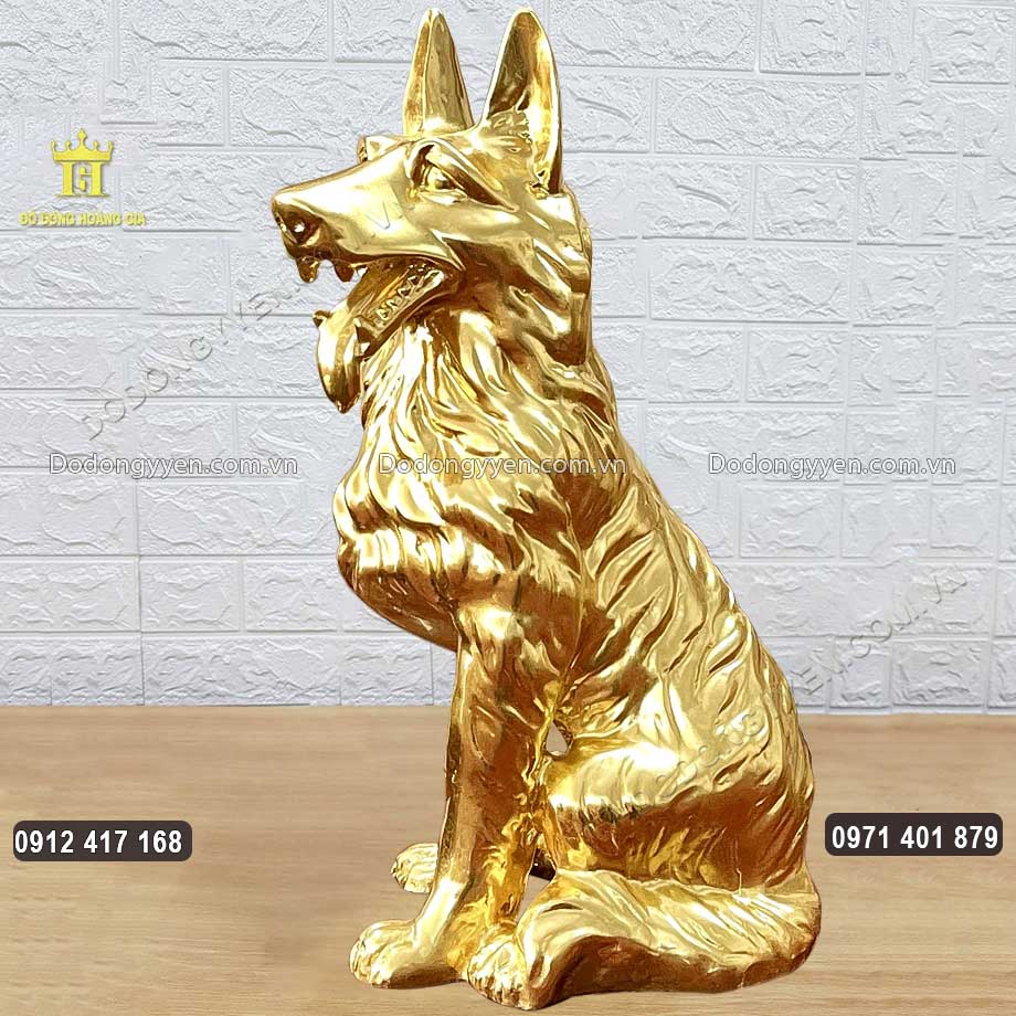 Tượng Đồng Linh Khuyển Thếp Vàng 9999