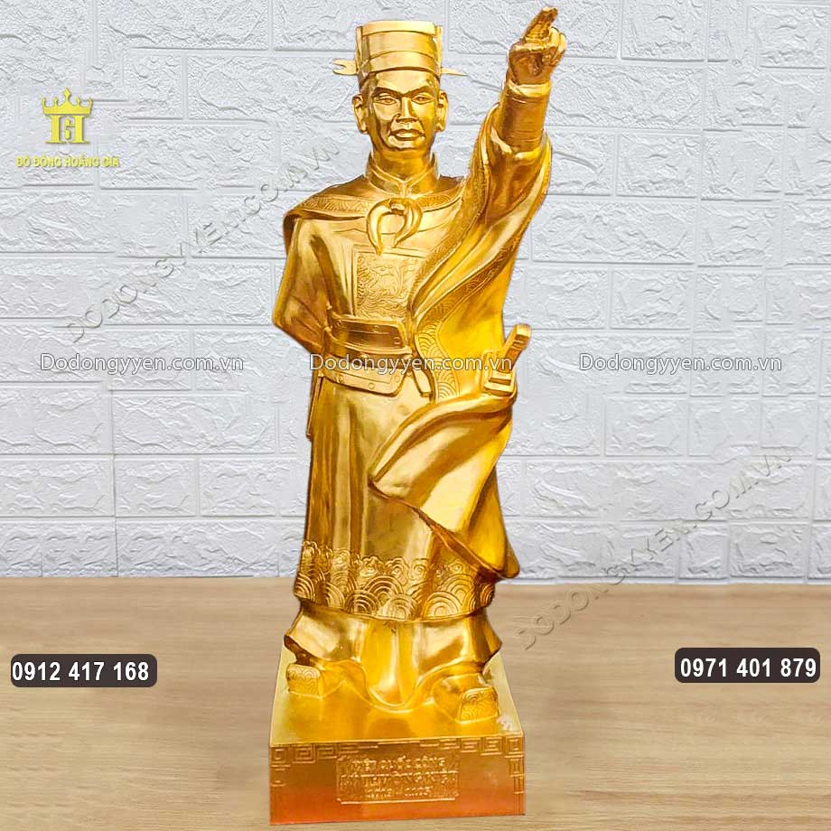 Tượng Đồng Lý Thường Kiệt Đứng Chỉ Tay Dát Vàng 9999