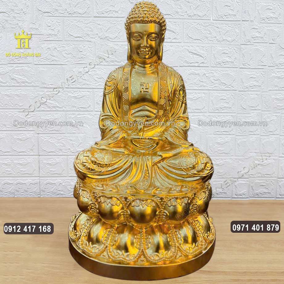 Tượng Đồng Phật A Di Đà Thếp Vàng 9999