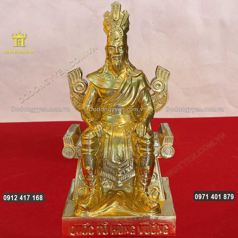 Tượng Đồng Vua Hùng Ngồi Ngai Mạ Vàng 24K