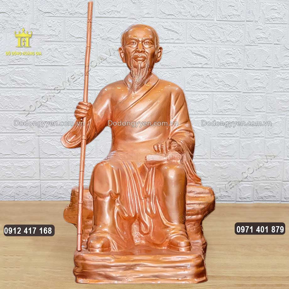 Tượng Hải Thượng Lãn Ông Lê Hữu Trác Bằng Đồng Đỏ Cao 42Cm