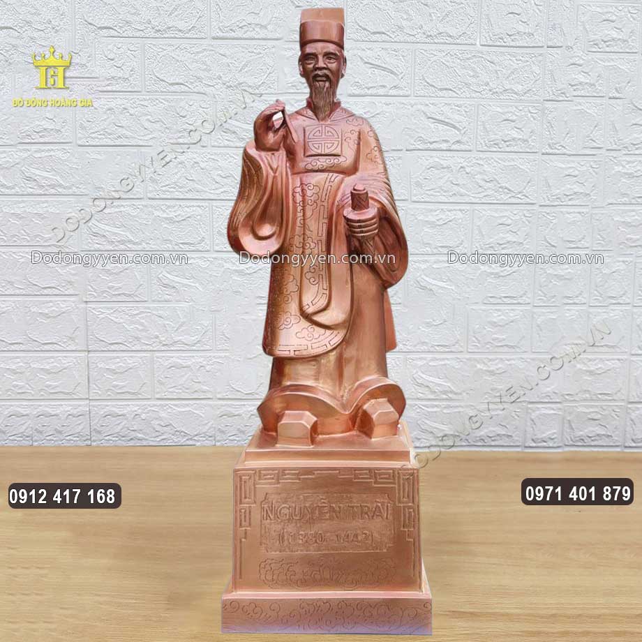 Tượng Nguyễn Trãi Bằng Đồng Đỏ Cao 90Cm