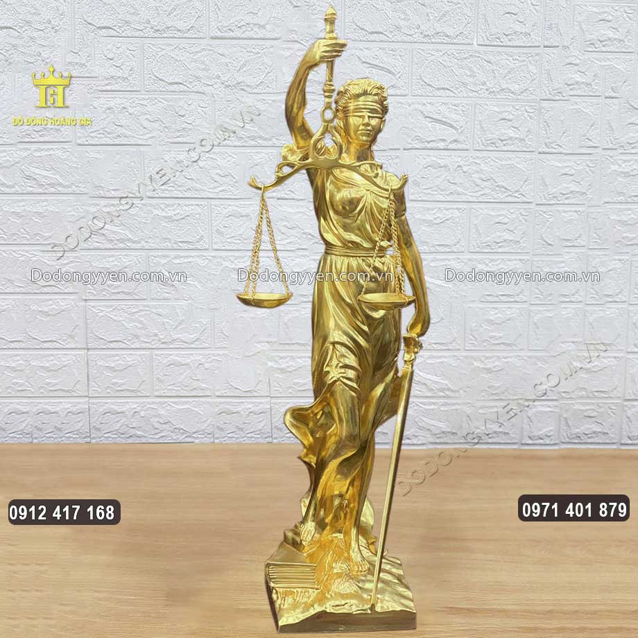 Tượng Nữ Thần Công Lý Bằng Đồng Dát Vàng 24K
