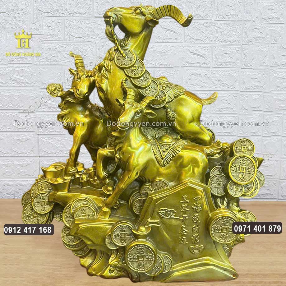 Tượng Tam Dương Khai Thái Bằng Đồng - Chiêu Tài Khai Vận