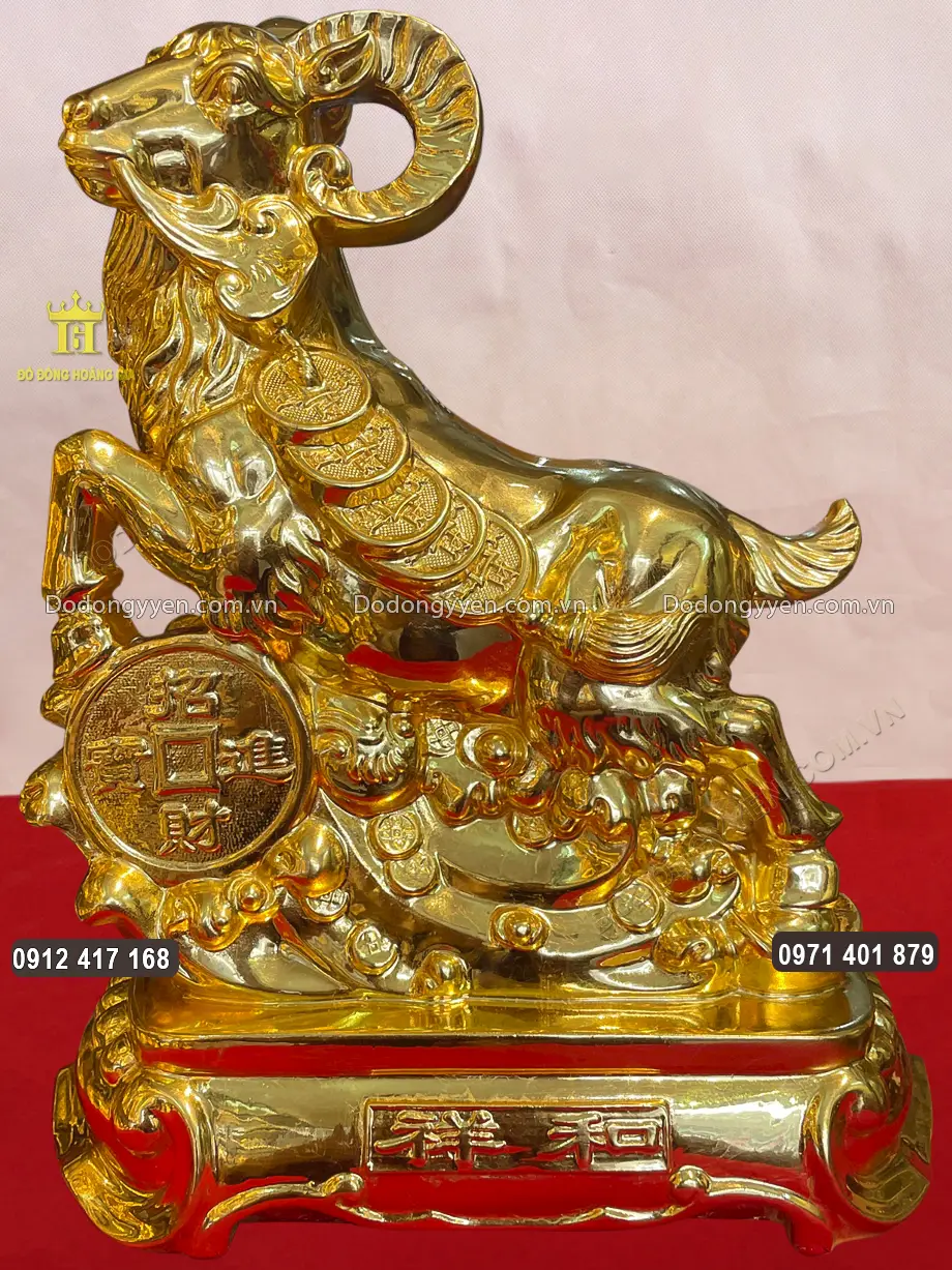 Tượng D&ecirc; Phong Thủy Ngậm D&acirc;y Tiền D&aacute;t V&agrave;ng 24K