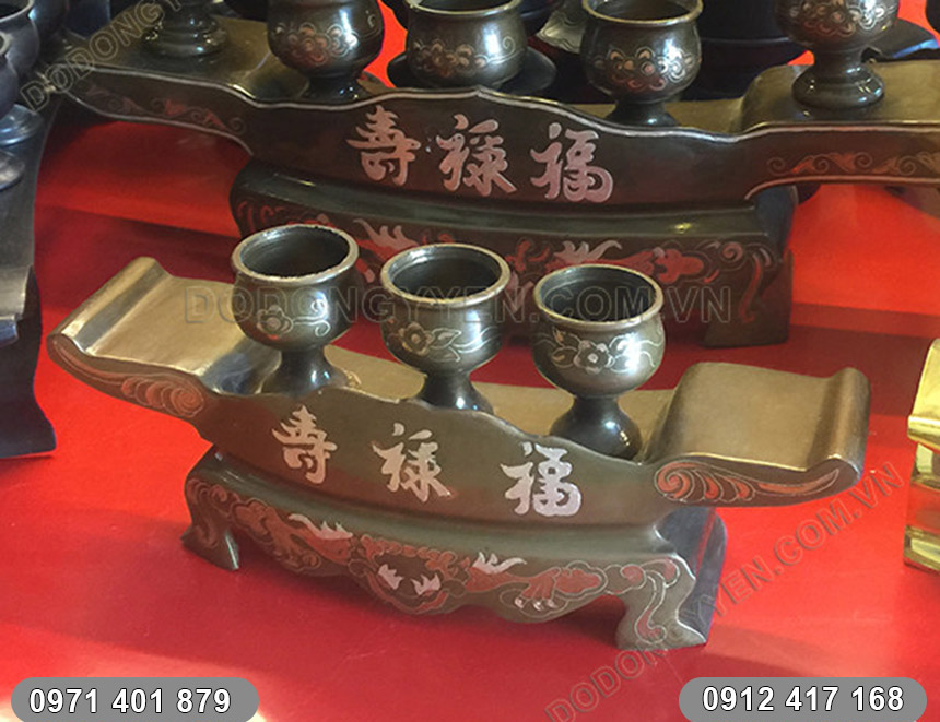 bộ khay ba ch&eacute;n khảm tam kh&iacute;