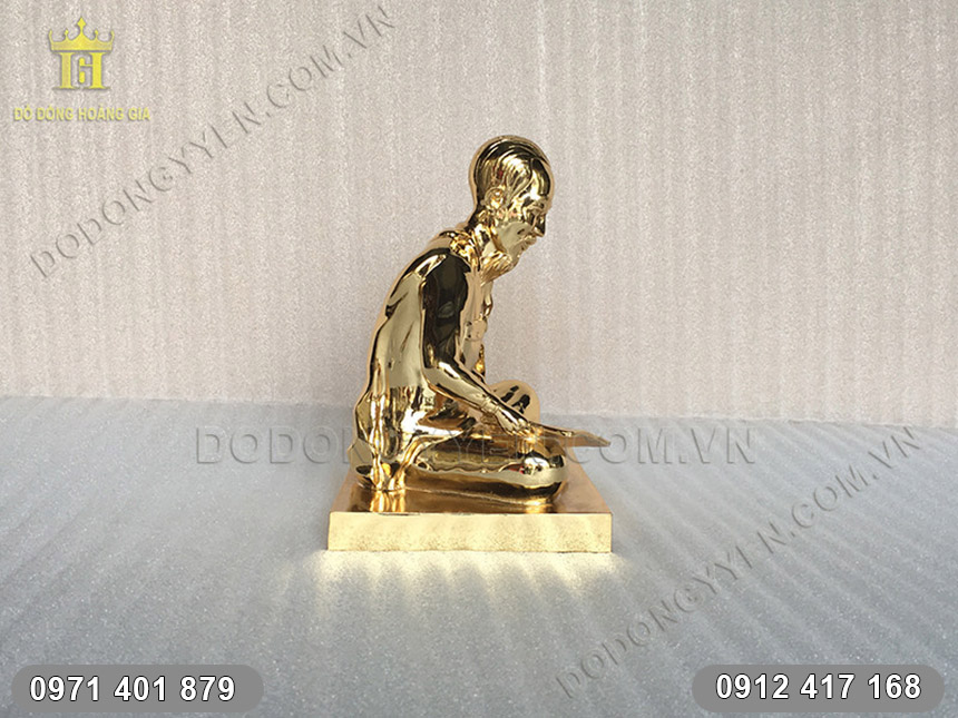 tượng b&aacute;c hồ ngồi mạ v&agrave;ng 5