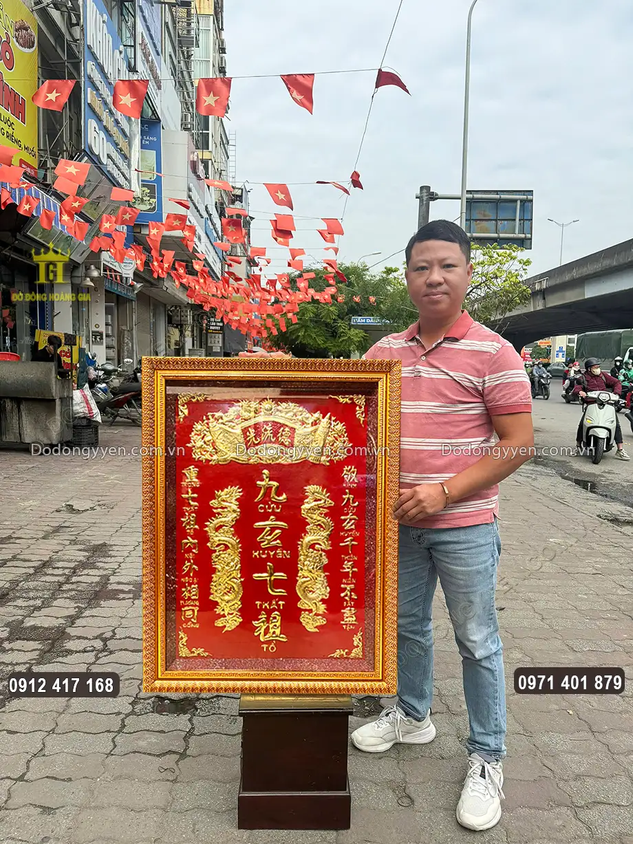 Tấm Liễn Cửu Huyền Thất Tổ Bằng Đồng Mạ V&agrave;ng 24K