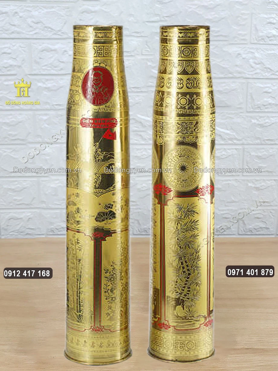 Đ&ocirc;i Lọ Hoa Bằng Đồng C&aacute;t T&uacute;t Ăn M&ograve;n Cảnh Tứ Qu&yacute;