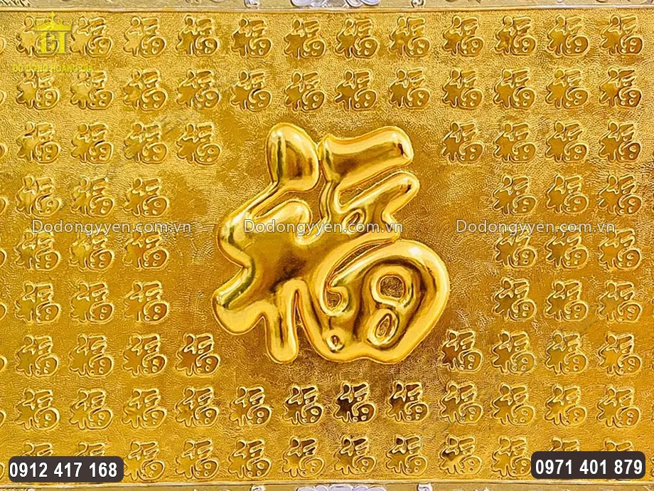 Tranh Đồng Bách Phúc 100 Chữ Phúc Dát Điểm Bạc Vàng 9999