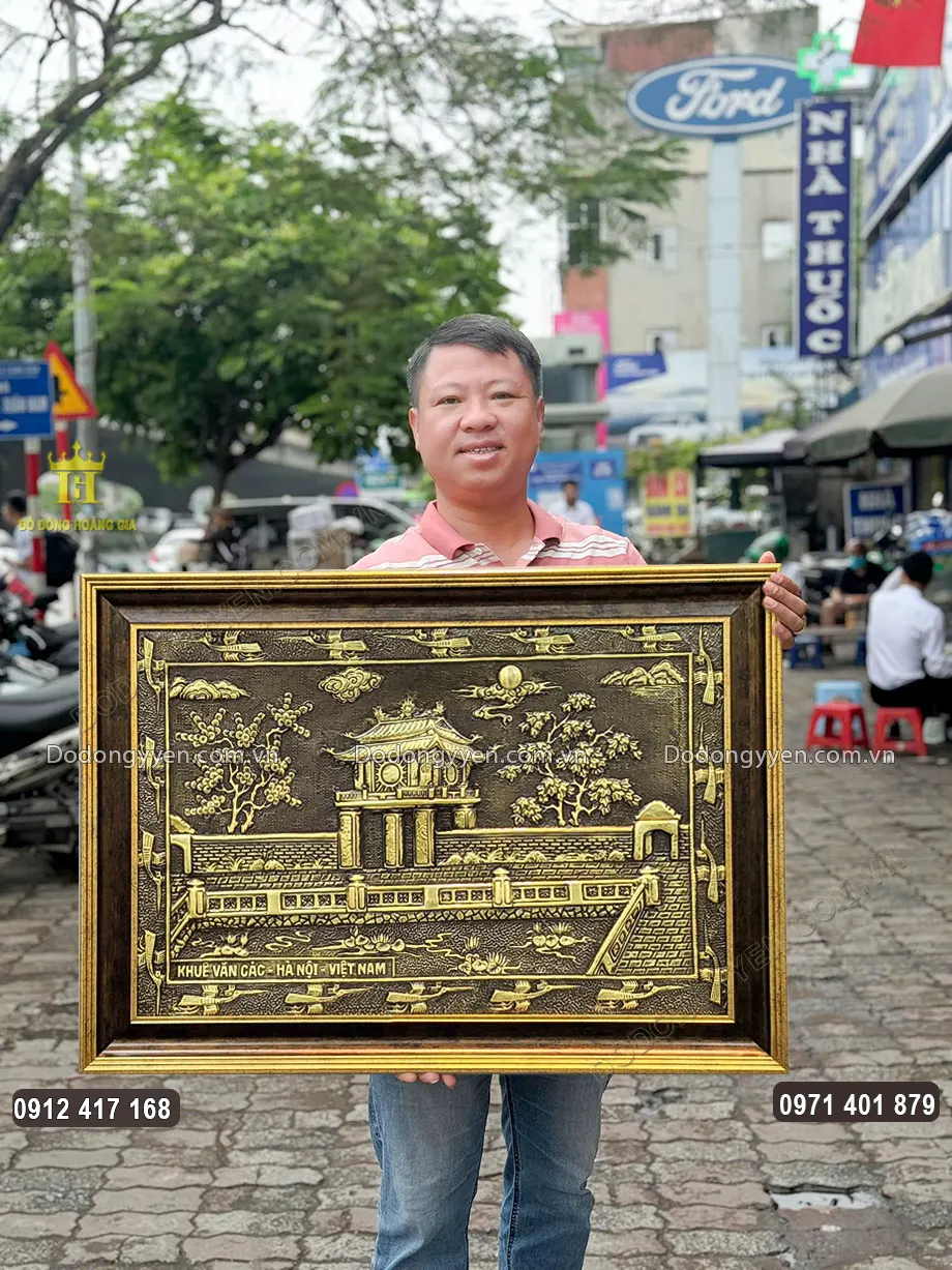 Tranh Khu&ecirc; Văn C&aacute;c Bằng Đồng Hun M&agrave;u Giả Cổ