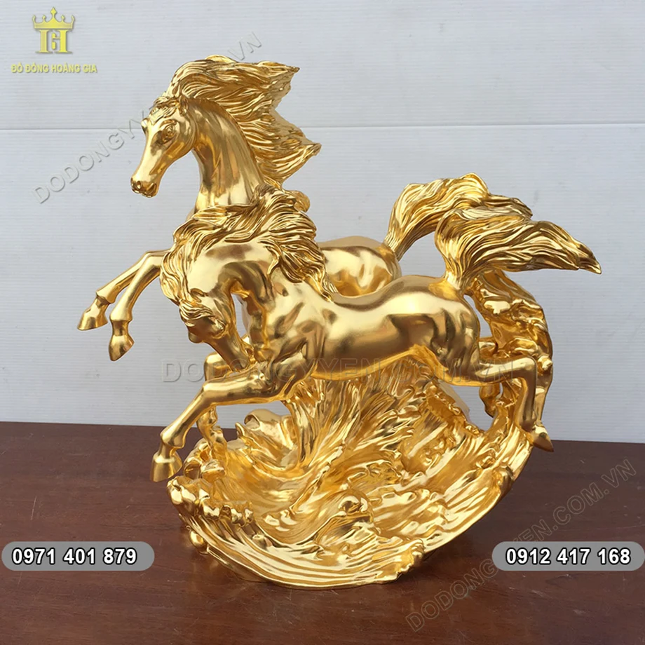 Tượng Song M&atilde; Uy&ecirc;n Ương Cưỡi M&acirc;y D&aacute;t V&agrave;ng 9999