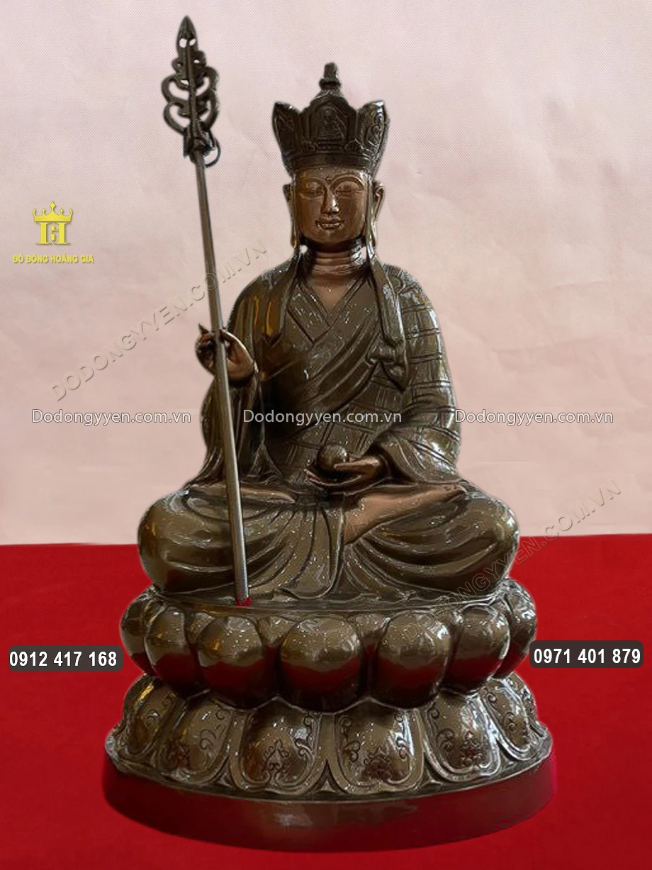 Tượng Đồng Địa Tạng Vương Bồ T&aacute;t M&agrave;u Hun Trầm Cổ