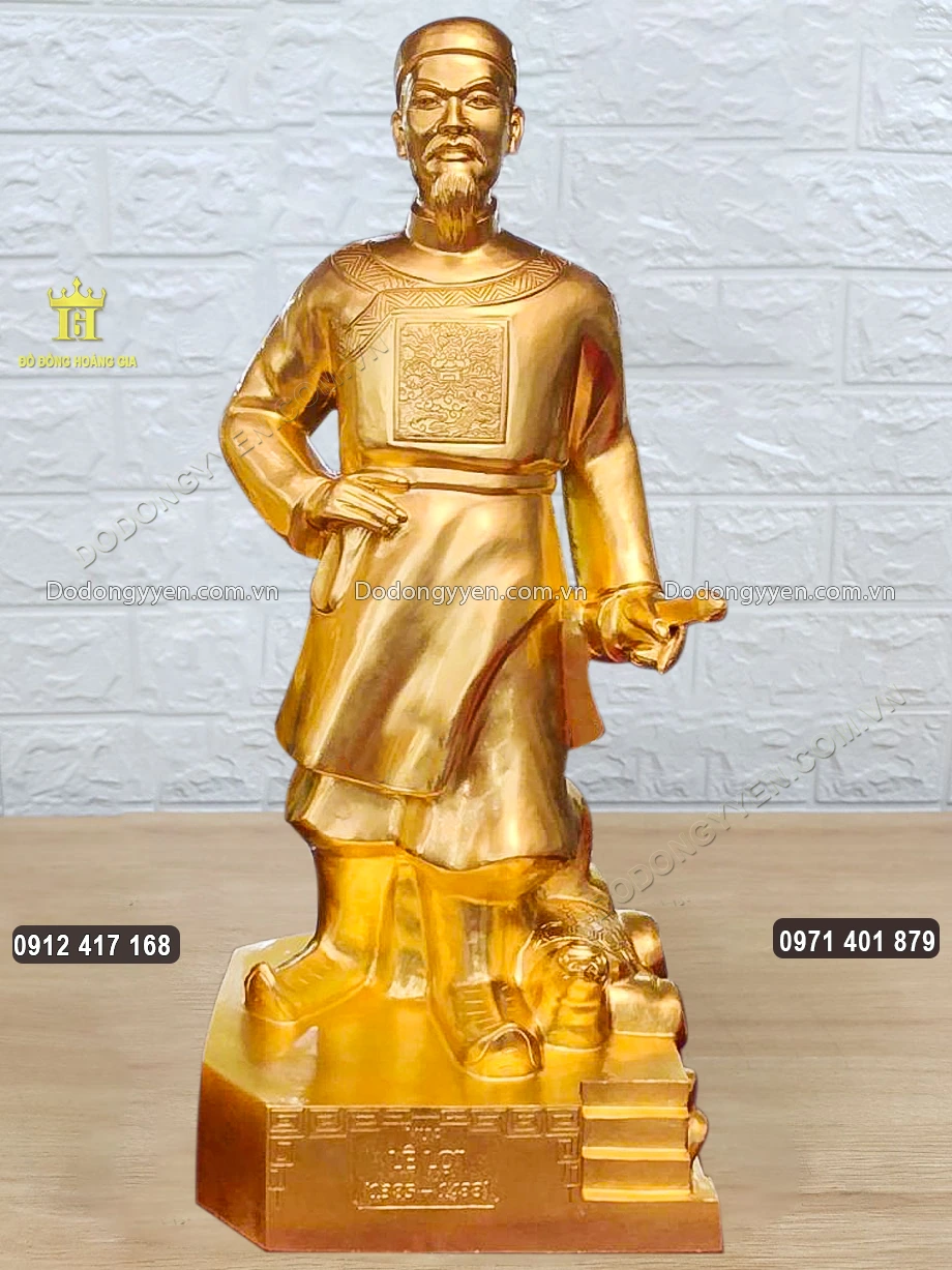 Tượng Đồng L&ecirc; Lợi - L&ecirc; Th&aacute;i Tổ Thếp V&agrave;ng 9999