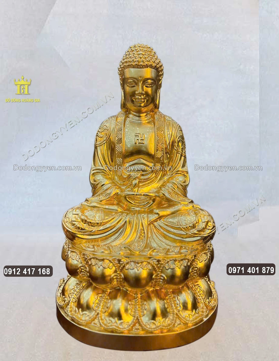 Tượng Đồng Phật A Di Đà Thếp Vàng 9999