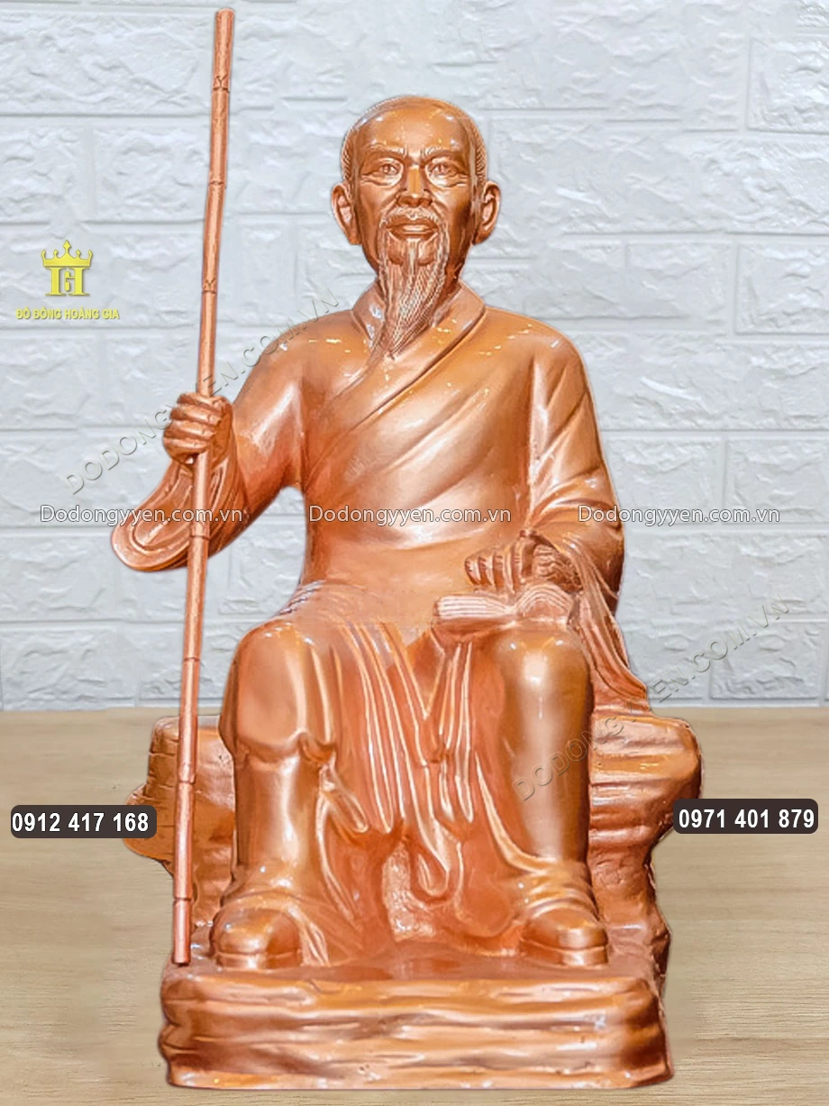 Tượng Hải Thượng L&atilde;n &Ocirc;ng L&ecirc; Hữu Tr&aacute;c Bằng Đồng Đỏ Cao 42Cm