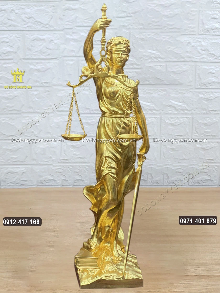 Tượng Nữ Thần C&ocirc;ng L&yacute; Bằng Đồng D&aacute;t V&agrave;ng 24K